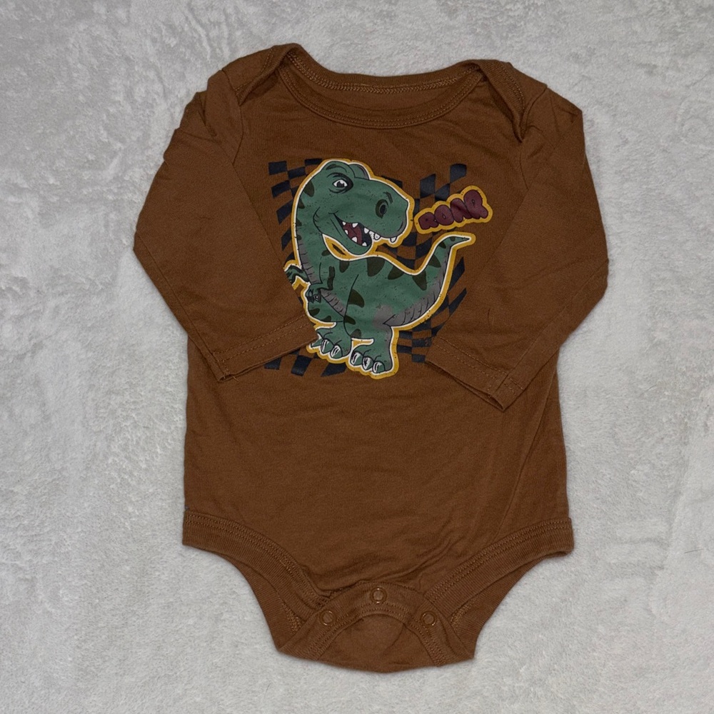 (3 for $10) George 6-12 month Brown Dinosaur Baby Onesie bodysuit baby boy